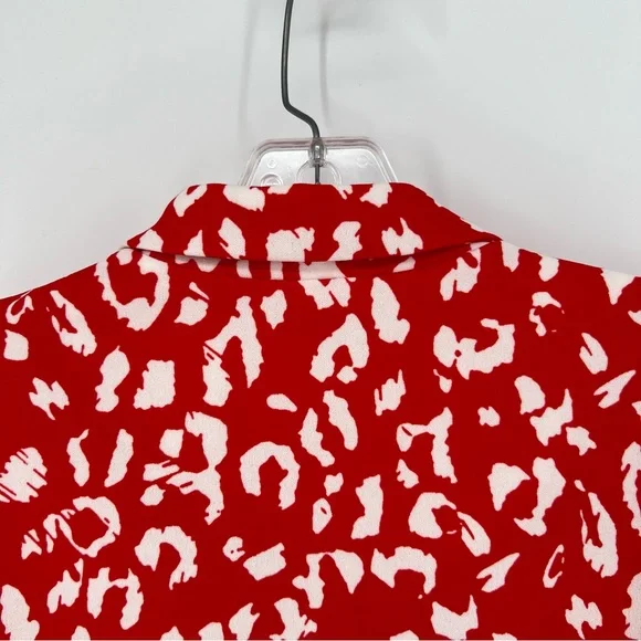 Andree By Unit Blazer Womens Small Red Cheetah Print Long Sleeve w/Roll Up Tabs - Picture 8 of 12